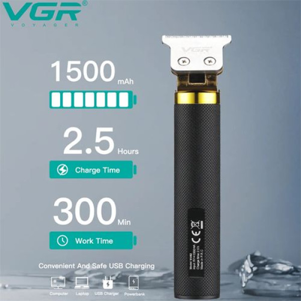 Триммер для стрижки волос и бороды VGR V-082, Professional, 3 насадки, STRONG BATTERY