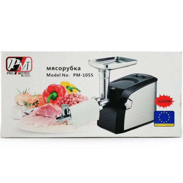 Электрическая мясорубка с 3 решетками и функцией реверса PROMOTEC PM-1055 3200 Вт