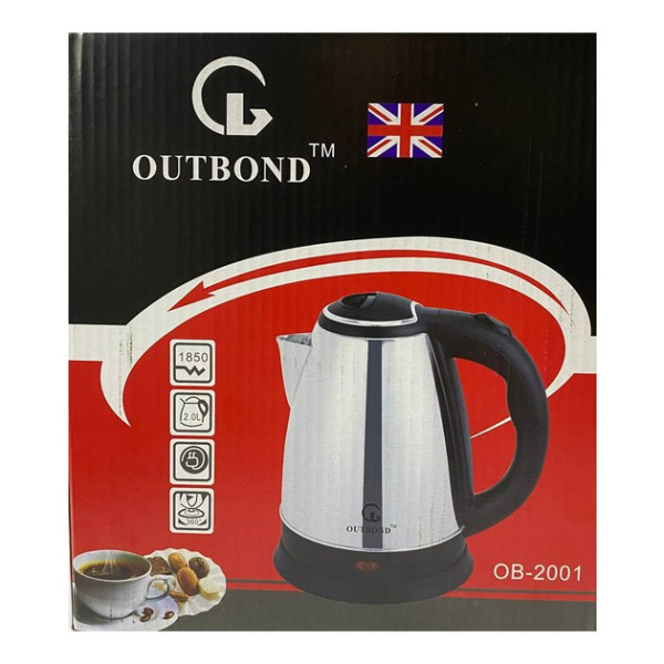 Електричний чайник з нержавіючої сталі OUTBOND OB-2001 2л, 1850 Вт