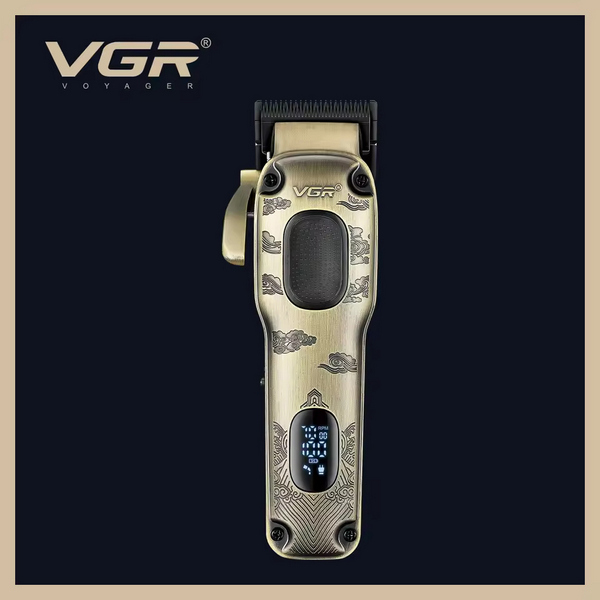Аккумуляторная машинка для стрижки (clipper) VGR V-027, 8 насадок, 7000 RPM, 2600 mAh, LED display