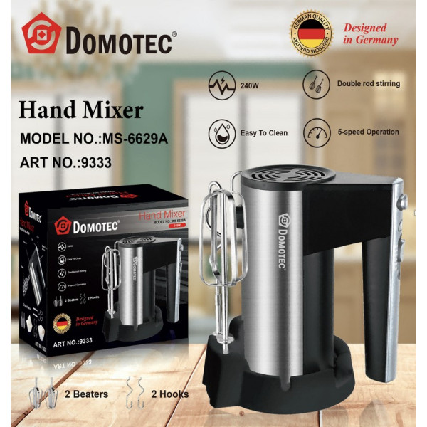 Миксер на 5 скоростей с подставкой для насадок Domotec MS-6629A 800Вт