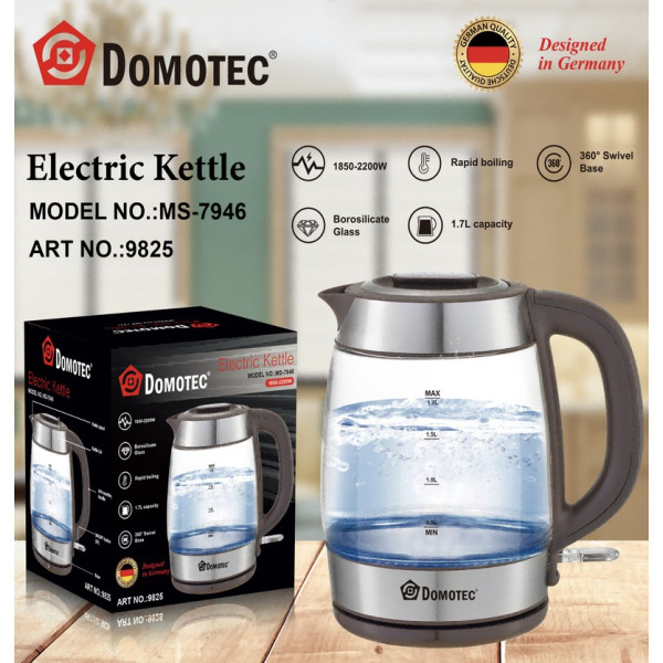Электрический стеклянный чайник Domotec MS-7946 1,7 л 2200 Вт