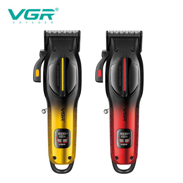 Аккумуляторная машинка для стрижки (clipper) VGR V-026 GOLD, 6 насадок, 9000 RPM, LED display