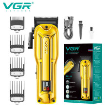 Аккумуляторная машинка для стрижки (clipper) VGR V-138 GOLD, 4 насадки, 7000 RPM, 2500 mAh, LED display