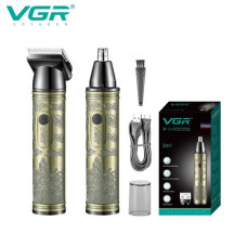 Триммер VGR 2 в 1 V-618, 2 насадки - триммер, триммер для носа