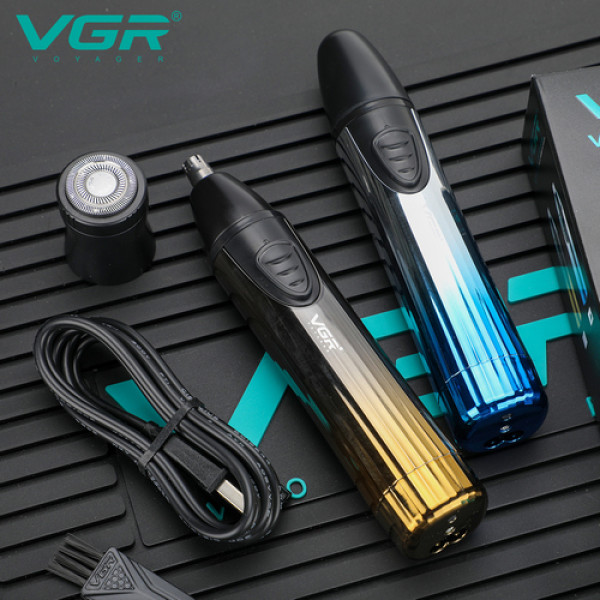 Триммер VGR 2 в 1 V-619 GOLD, 2 насадки - триммер для носа, шейвер