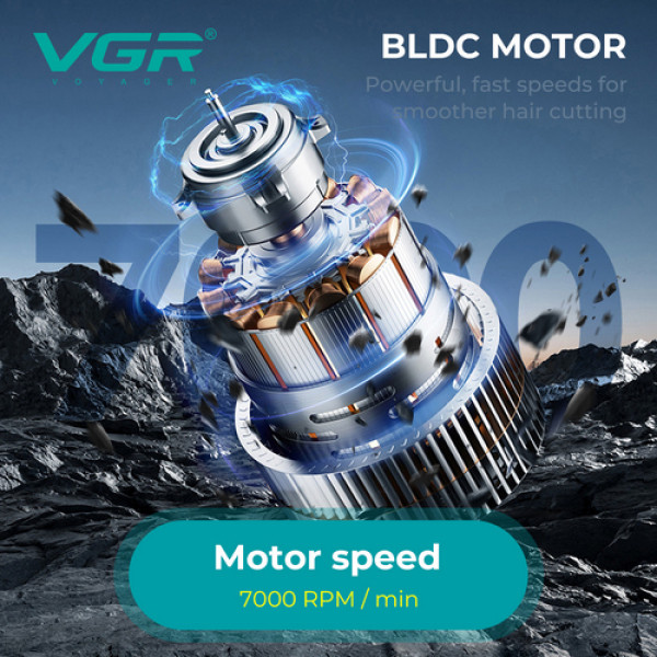 Аккумуляторная машинка для стрижки (clipper) VGR V-662 GOLD, 7000 RPM, 6 насадок, LED display