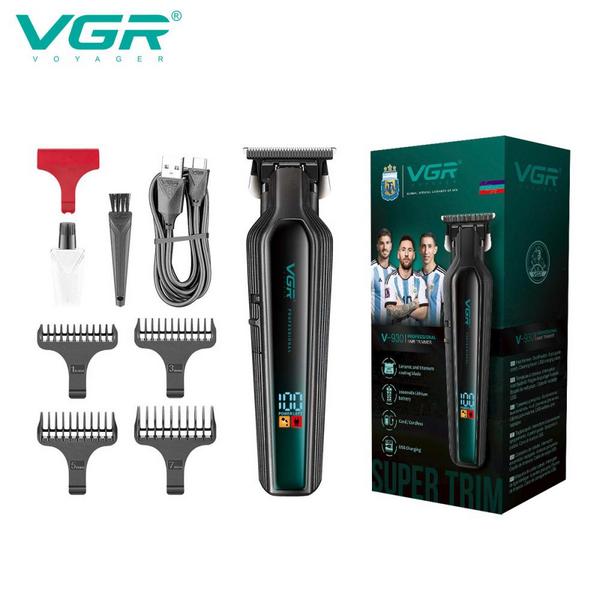 Триммер VGR V-930 GREEN, 4 насадки, LED display