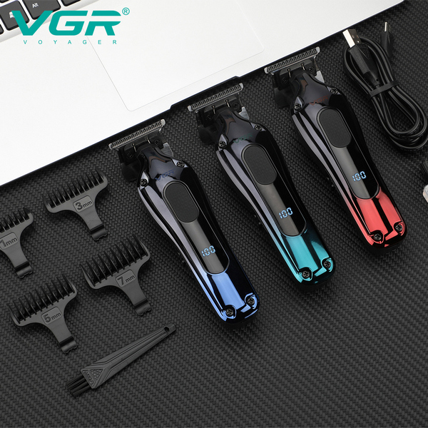 Триммер VGR V-998 GREEN, 4 насадки, LED display