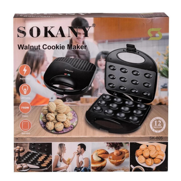 Орешница электрическая Sokany SK-08068 на 12 орешков с антипригарным покрытием, 750 Вт