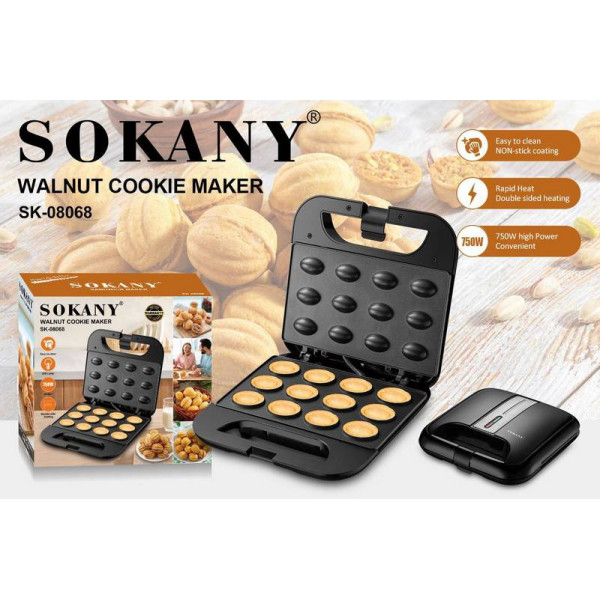 Орешница электрическая Sokany SK-08068 на 12 орешков с антипригарным покрытием, 750 Вт