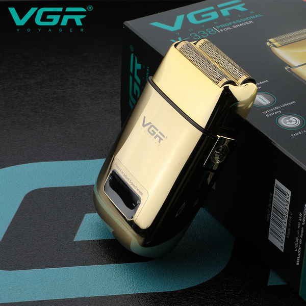 Электробритва VGR V-338 шейвер GOLD, влагостойкая, дополнительная насадка, LED display