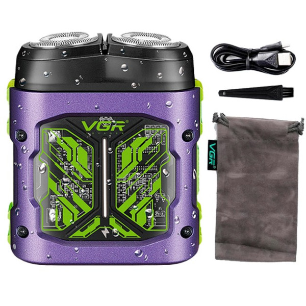 Електробритва VGR V-344 PURPLE, роторна, 8000 RPM, IPX6