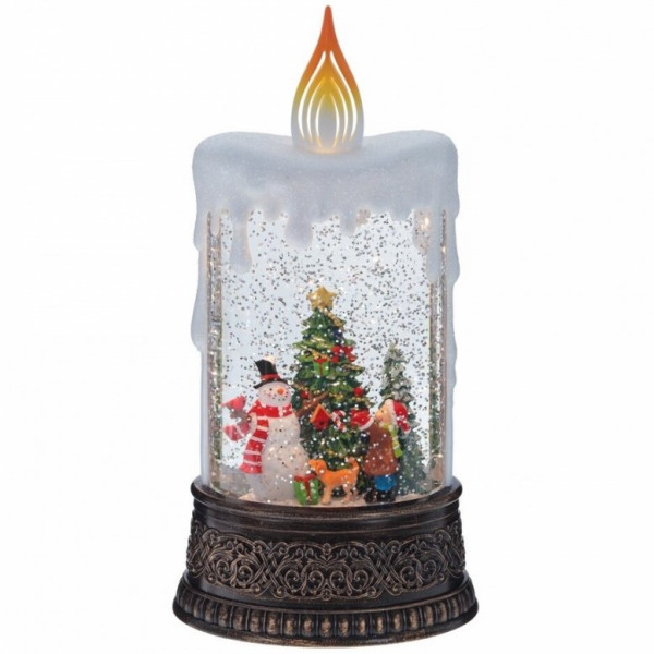 Новогодний ночник Свеча со снеговиком на батарейках и от USB XMAS WDL-23016B