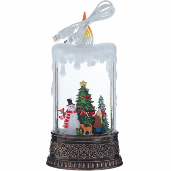 Новогодний ночник Свеча со снеговиком на батарейках и от USB XMAS WDL-23016B