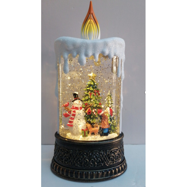 Новогодний ночник Свеча со снеговиком на батарейках и от USB XMAS WDL-23016B