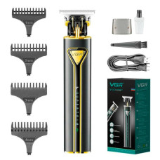 Триммер для стрижки волос на аккумуляторе VGR V-009 GOLD, режим TURBO, 4 насадки, LED индикация