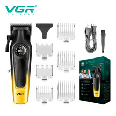 Аккумуляторная машинка для стрижки (clipper) VGRV-196 GOLD, 8 насадок, 7000 RPM, 2000 mAh, LED display