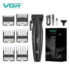 Аккумуляторная машинка для стрижки (clipper) VGR V-640C GOLD, 6 насадок, LED display, 9000RPM