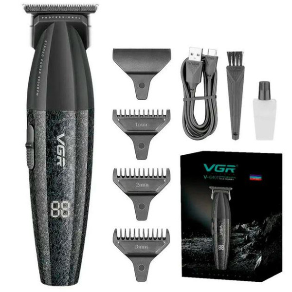 Триммер аккумуляторный GR V-640T BLACK, 3 насадки, LED дисплей, 9000RPM