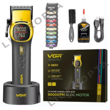 Аккумуляторная машинка для стрижки VGR V-885C GOLD 10 насадок, LED display