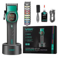 Акумуляторна машинка для стриження (clipper) VGR VV-885C GREEN, 10 насадок, LED display