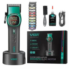 Аккумуляторная  машинка для стрижки (clipper) VGR VV-885C GREEN, 10 насадок, LED display