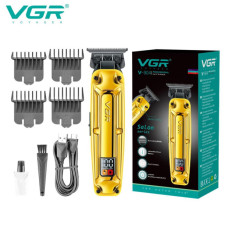 Акумуляторная машинка для стрижки (clipper) VGR V-904 GOLD, 4 насадки, 2000 mAh, LED display