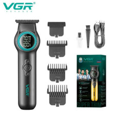 Триммер VGR V-990 GREEN, 3 насадки, керамическое лезвие, TURBO режим, регулировка мощности 7000-8000 RPM, LED light, LED display