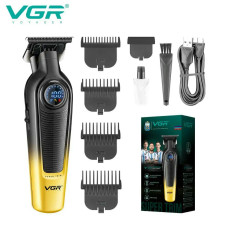 Триммер VGR V-996 YELLOW, 4 насадки, LED display