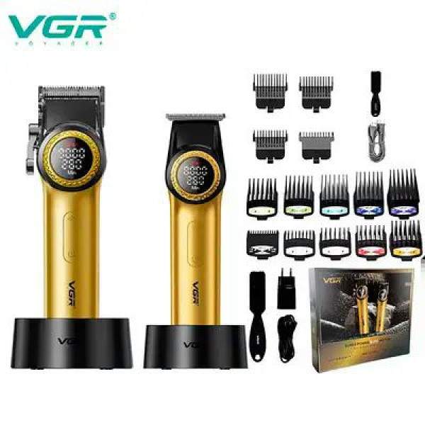 Комплект VGR 2 в 1 V-001&V-977 GOLD, аккумуляторная машинка для стрижки (clipper) і триммер