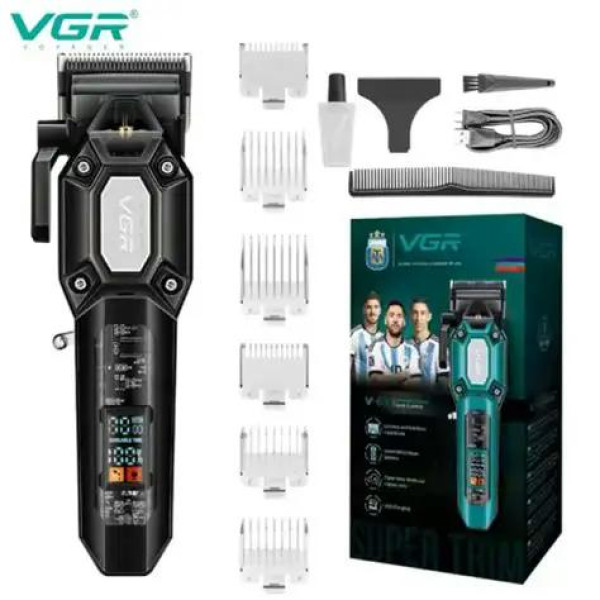 Комплект VGR 2 в 1 V-600&900 BLACK, аккумуляторная машинка для стрижки (clipper) і триммер, 10 насадок, LED display, 7000 RPM