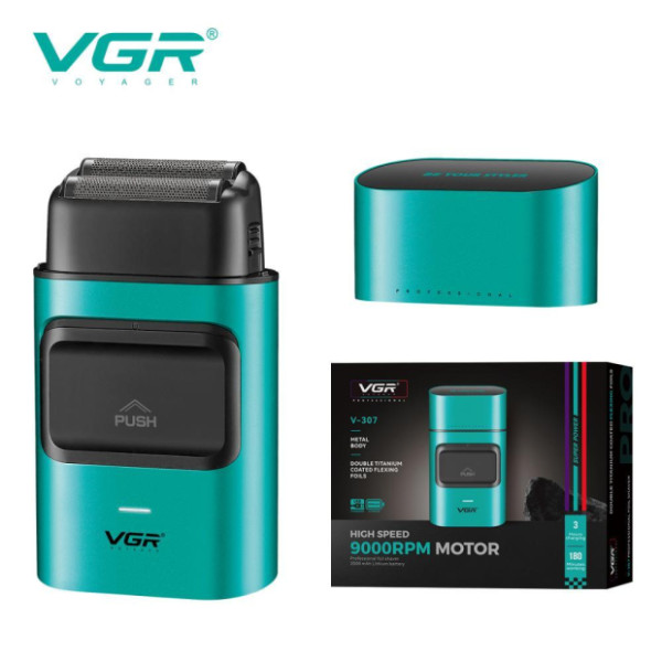  Електробритва VGR V-307 GREEN шейвер, подвійне лезо,  2000mAh, 9000 RPM