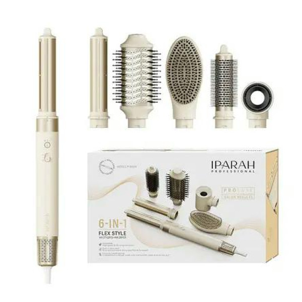 Фен-стайлер IPARAH 6 в 1 P-500W WHITE, 6 насадок, 3 режима, 4 режима температуры, 110000 RPM, 1400W