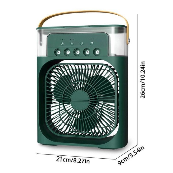 Портативний Вентилятор із зволожувачем повітря, підсвічуванням Mini Air Conditioner Чорний/Білий/Зелений/Синій 12382/МК