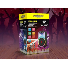 Акустична переносна колонка ZXX-1520 120Вт 1x15" 66х34х33см USB/TWS/TF/REC/LED/EQ/FM/BT/2MIC/ДК