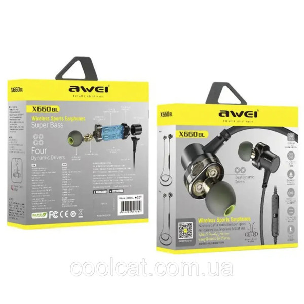 Наушники вакуумные с микрофоном MDR X660 + BT AWEI ( Полное погружение )
