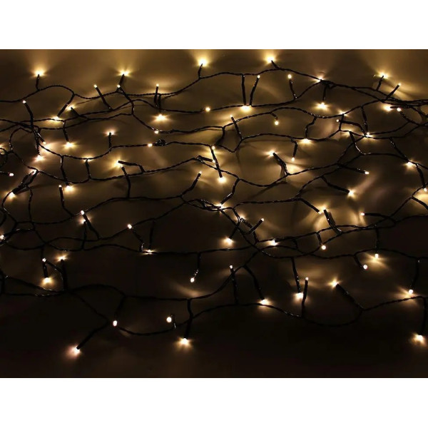 Гирлянда Нить LED 200 теплый белый, черный провод RD-7132