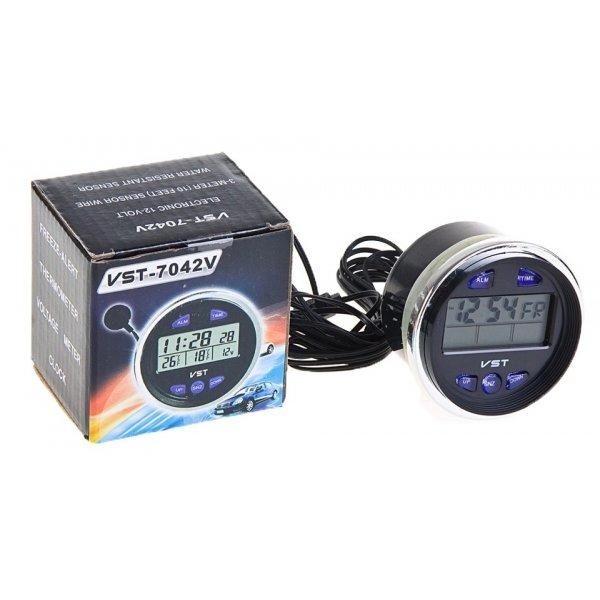 Авточасы VST-7042V (вольметр + 2 термометра)