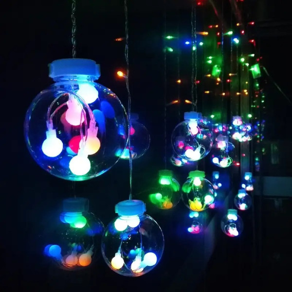 Гірлянда Штора 200LED RD-9015 10 кульок по 8 см (Колір-Мікс)