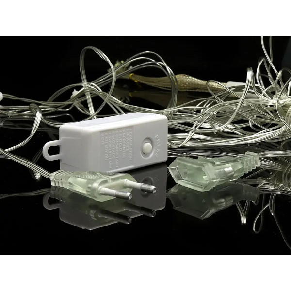 Гирлянда медная 500LED COPPER-WIRE-500M-7 (провод Штора 3,0мХ0,3м) (5 фейерверков) (микс)