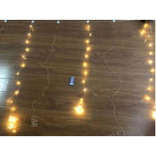 Гирлянда 300LED COPPER-WIRE-300WW-9-2 (медный провод Штора 3,0мХ3,0м) (USB) (пульт ДУ 8 функций 10 линий) (теплый белый)