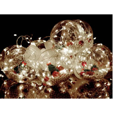 Гирлянда 200LED COPPER-BALL-200W-1 медный провод Штора прозрачные шары с наполнением (3,0мХ0,7м) (белый)