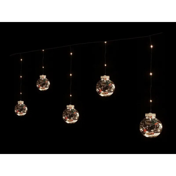 Гирлянда 200LED COPPER-BALL-200W-1 медный провод Штора прозрачные шары с наполнением (3,0мХ0,7м) (белый)