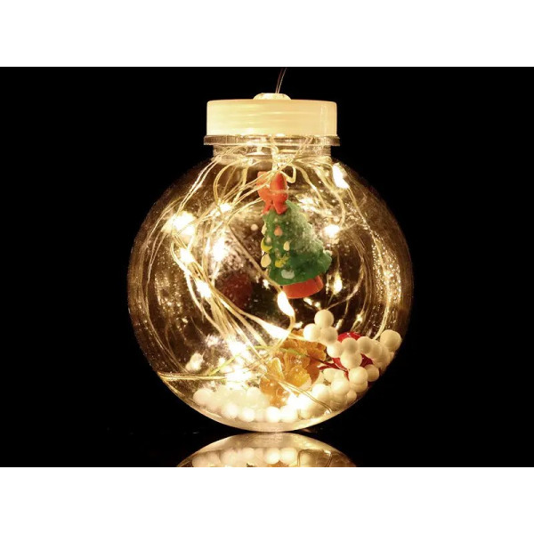 Гирлянда 200LED COPPER-BALL-200WW-1 медный провод Штора прозрачные шары с наполнением (3,0мХ0,7м) (теплый белый)