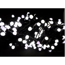 Гірлянда 200LED LED200W-10  чорний провід кругла матова лампа (білий)