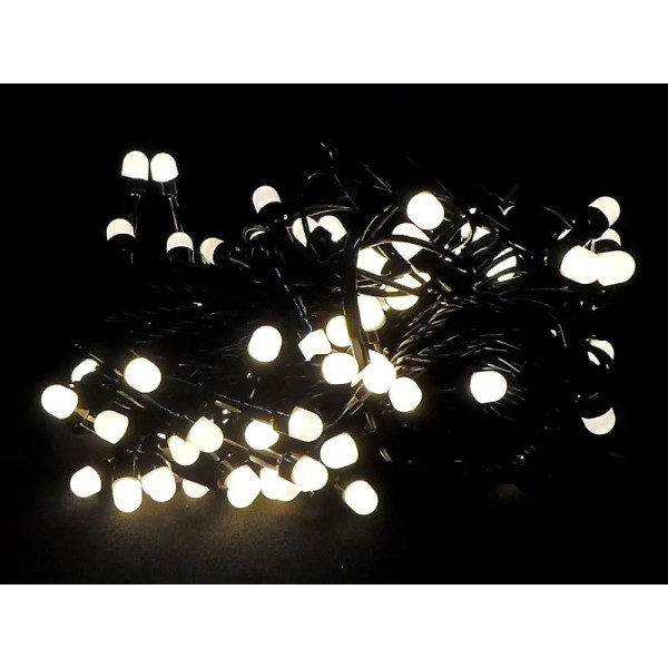 Гірлянда 200LED LED200WW-10 чорний провід кругла матова лампа (теплий білий)