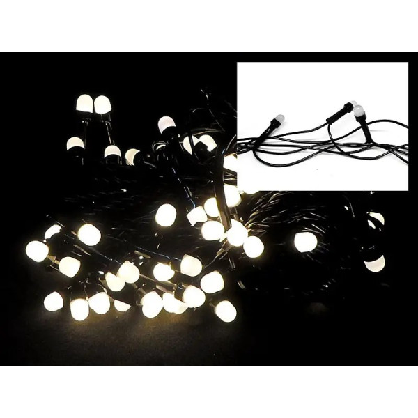 Гірлянда 200LED LED200WW-10 чорний провід кругла матова лампа (теплий білий)