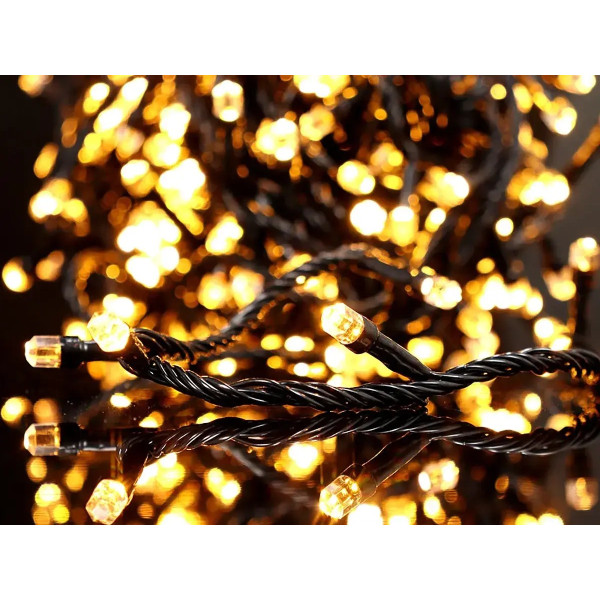 Гірлянда 200LED LED200WW-8 (чорний провід) (лампа Рубінка велика) (теплий білий) 