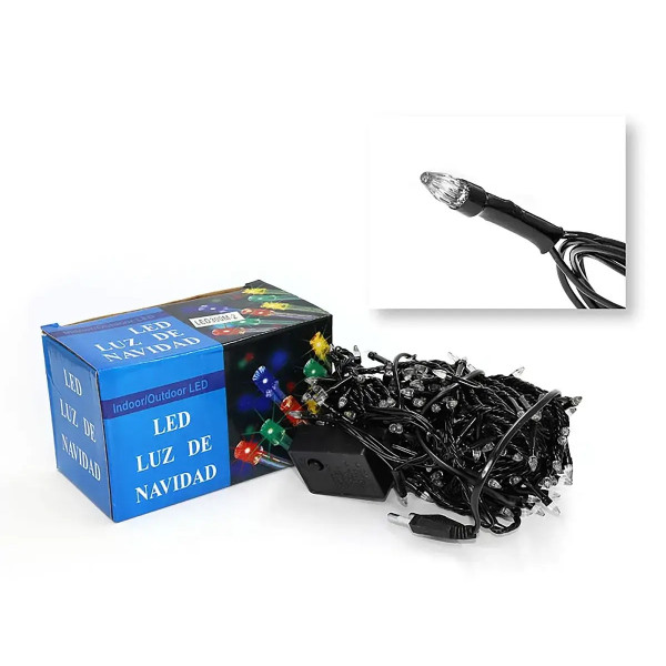 Гірлянда 200LED LED200W-2 чорний провід прозора конічна лампа (білий)